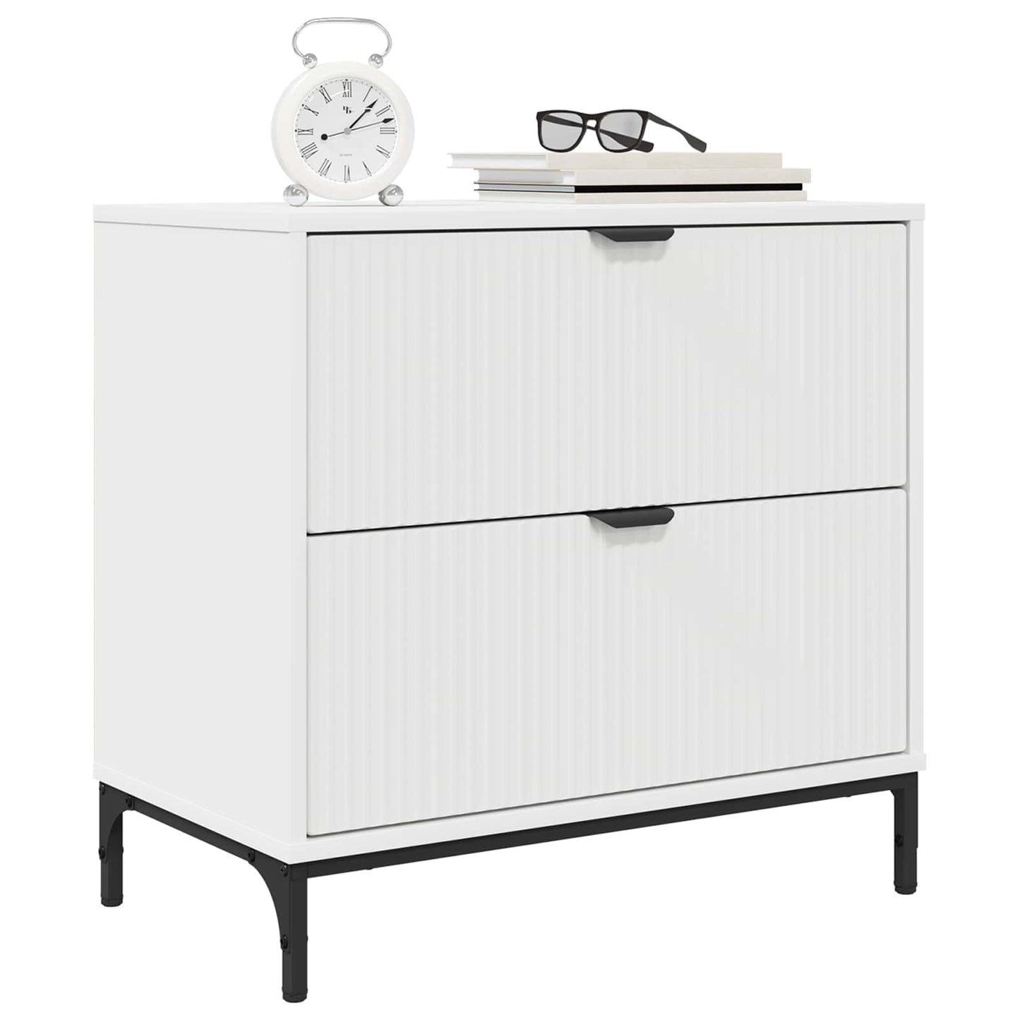 Bedside Table White 63.5 x 36 x 61 cm Engineered wood