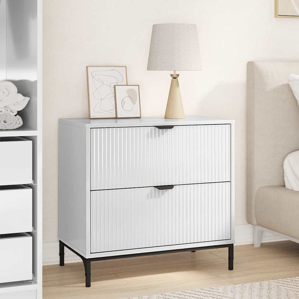 Bedside Table with Drawer High gloss white 63.5 x 36 x 61 cm