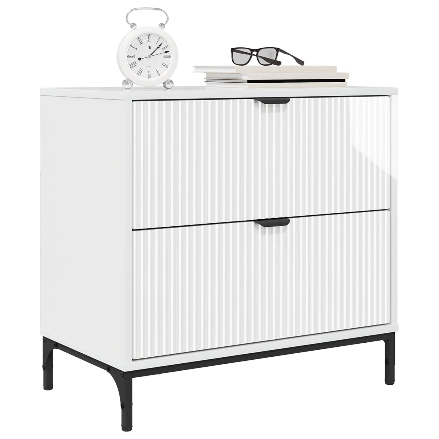 Bedside Table High gloss white 63.5 x 36 x 61 cm