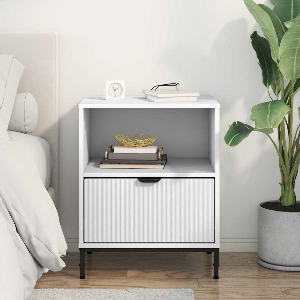 Bedside Cabinet White 49 x 36 x 61 cm Engineered wood