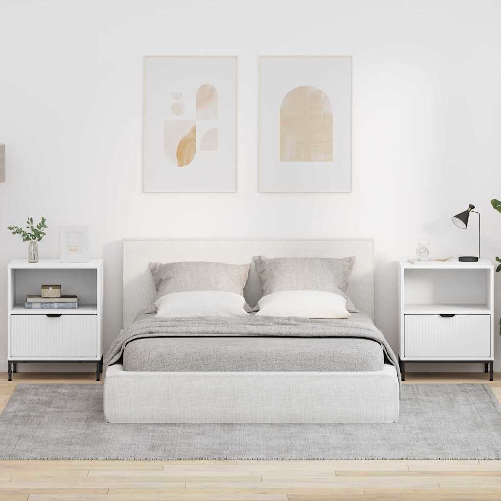 Bedside Cabinet 2 pcs White 49 x 36 x 61 cm Engineered wood