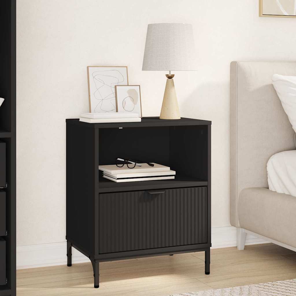 Bedside Cabinet Black 49 x 36 x 61 cm Engineered wood