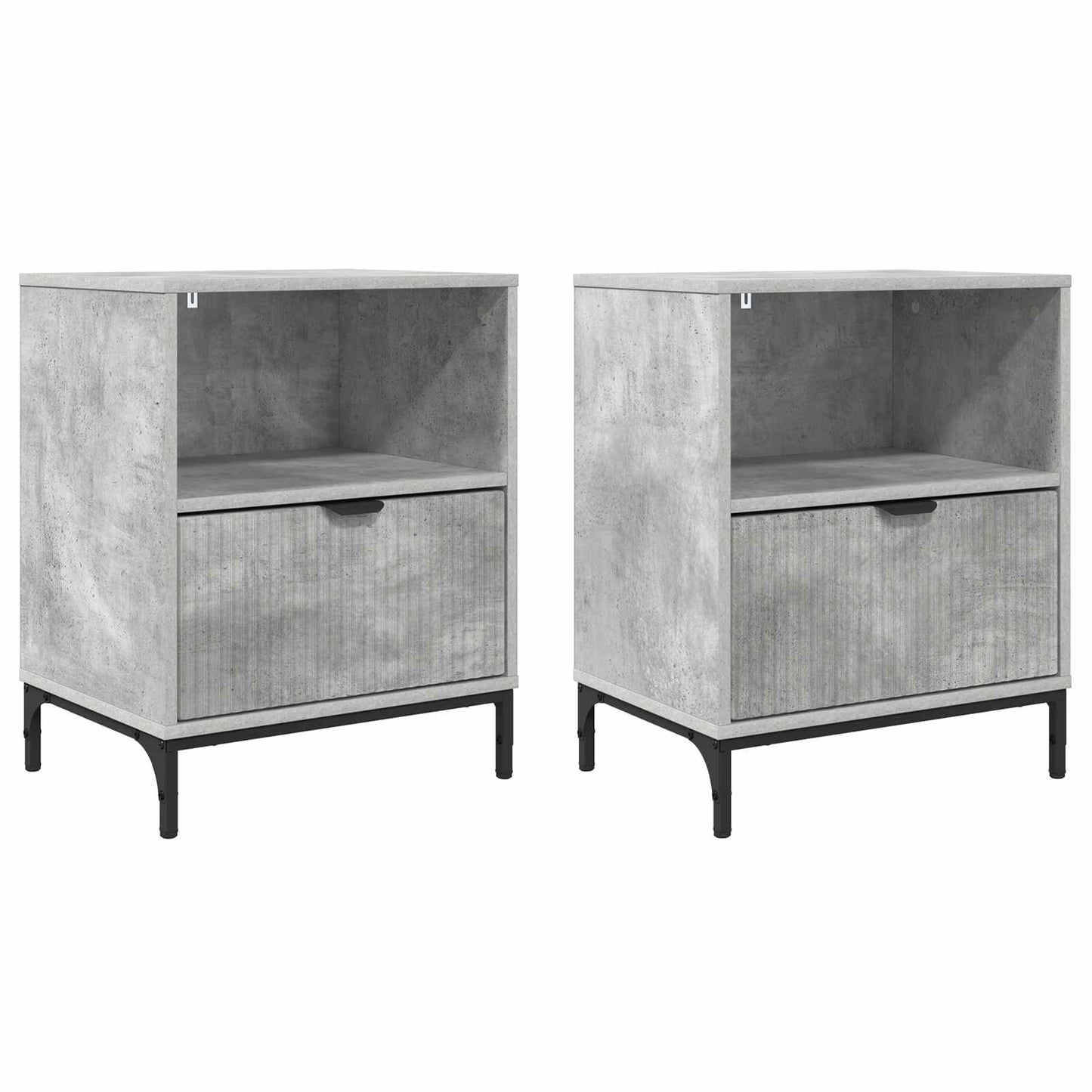 Bedside Cabinet with Drawer 2 pcs Concrete grey 49 x 36 x 61 cm