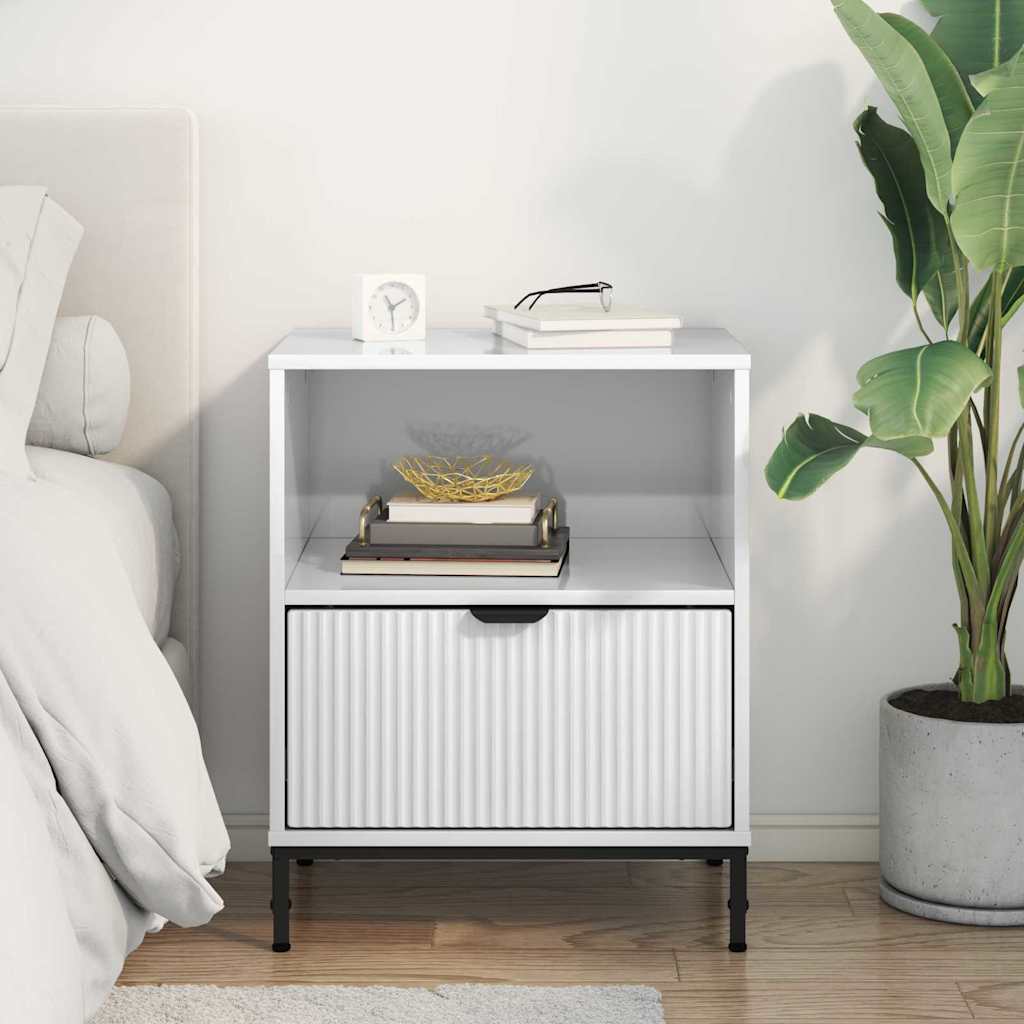 Bedside Cabinet with Drawer High gloss white 49 x 36 x 61 cm