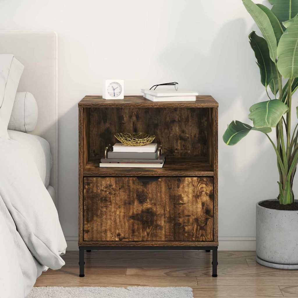Bedside Cabinet Smoked oak 49 x 36 x 61 cm Engineered wood