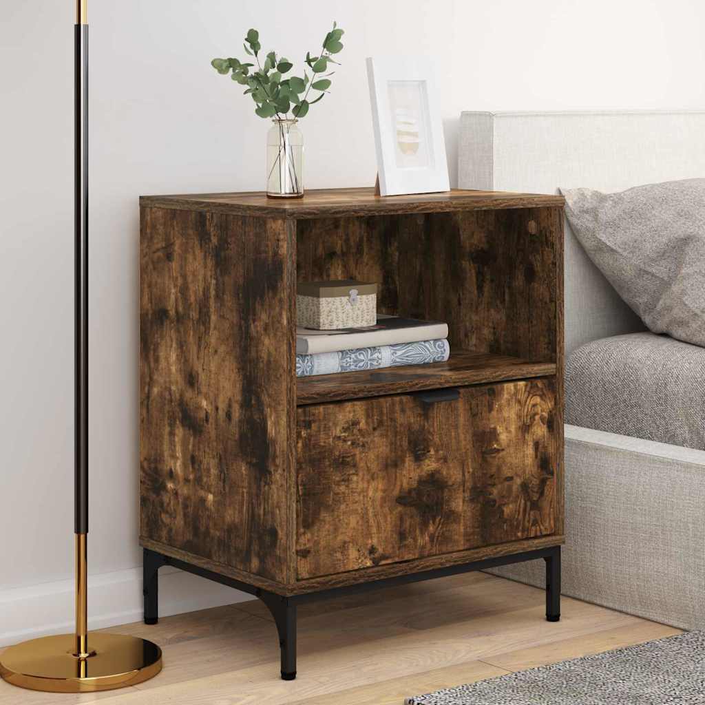 Bedside Cabinet with Drawer 2 pcs Smoked oak 49 x 36 x 61 cm