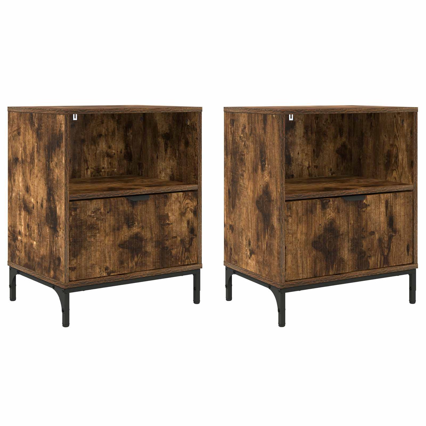 Bedside Cabinet with Drawer 2 pcs Smoked oak 49 x 36 x 61 cm