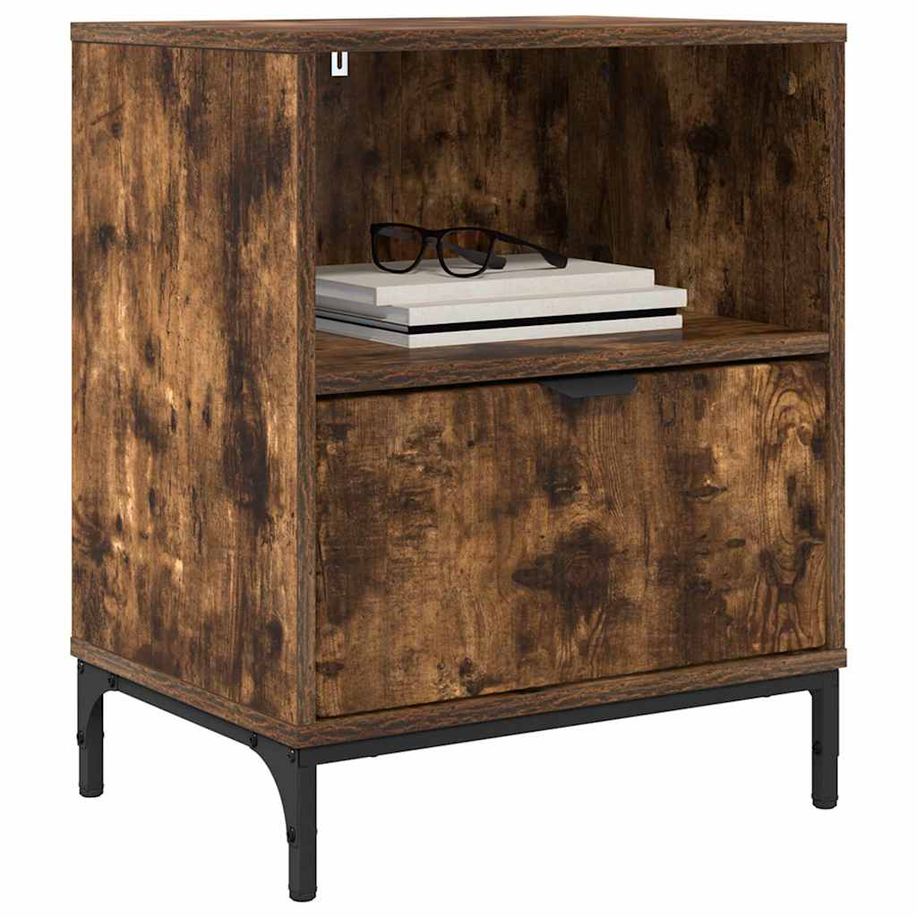 Bedside Cabinet with Drawer 2 pcs Smoked oak 49 x 36 x 61 cm