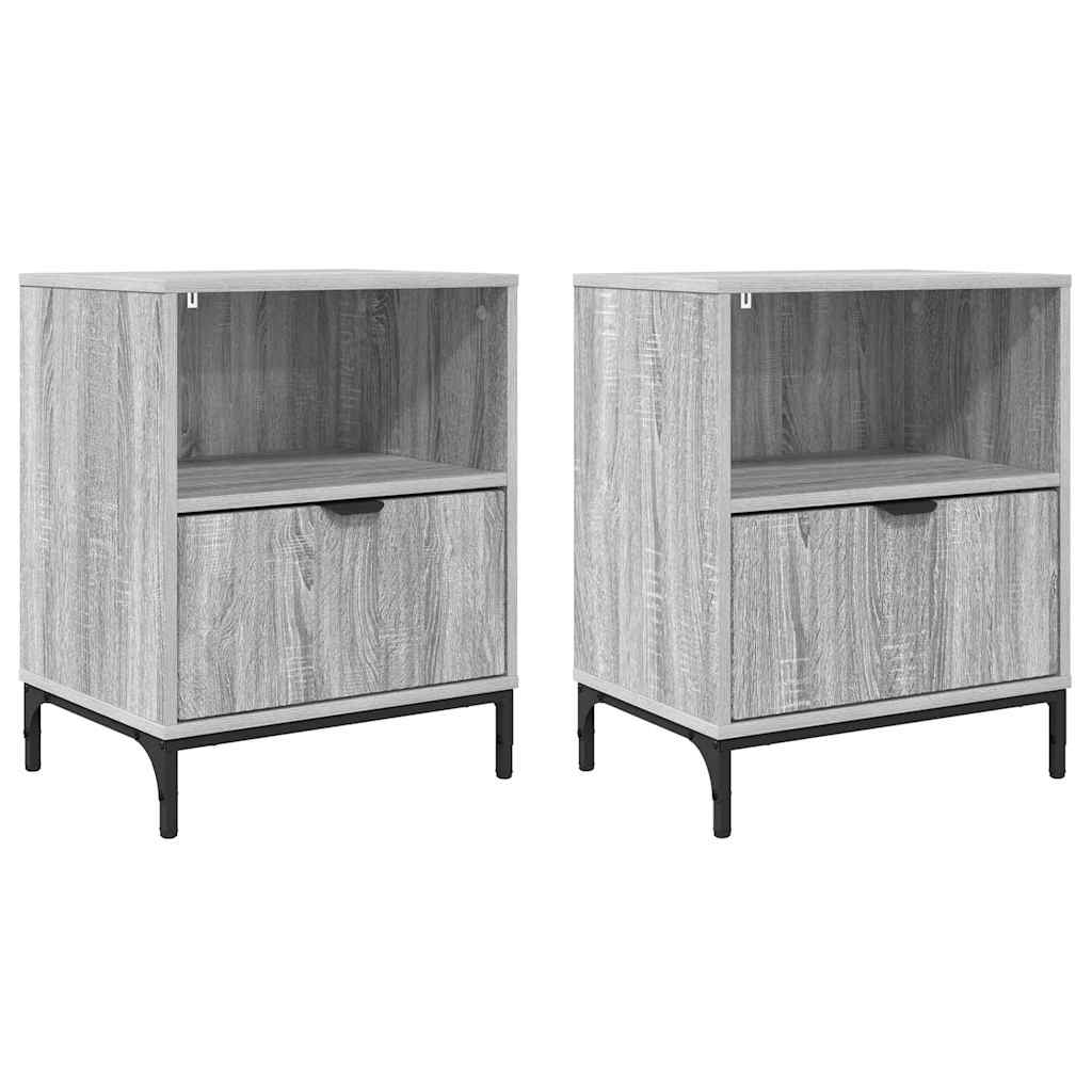 Bedside Cabinet with Drawer 2 pcs Grey sonoma 49 x 36 x 61 cm