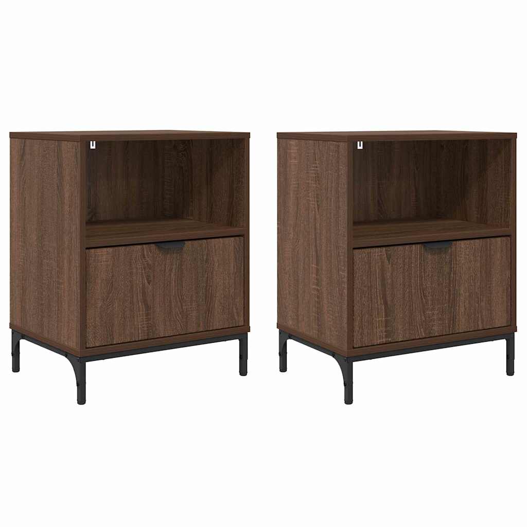 Bedside Cabinet 2 pcs Brown oak 49 x 36 x 61 cm Engineered wood