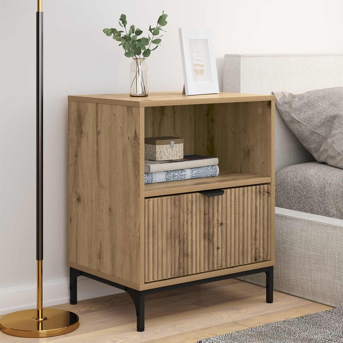 Bedside Cabinet with Drawer 2 pcs Artisan oak 49 x 36 x 61 cm