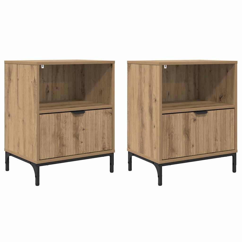 Bedside Cabinet with Drawer 2 pcs Artisan oak 49 x 36 x 61 cm