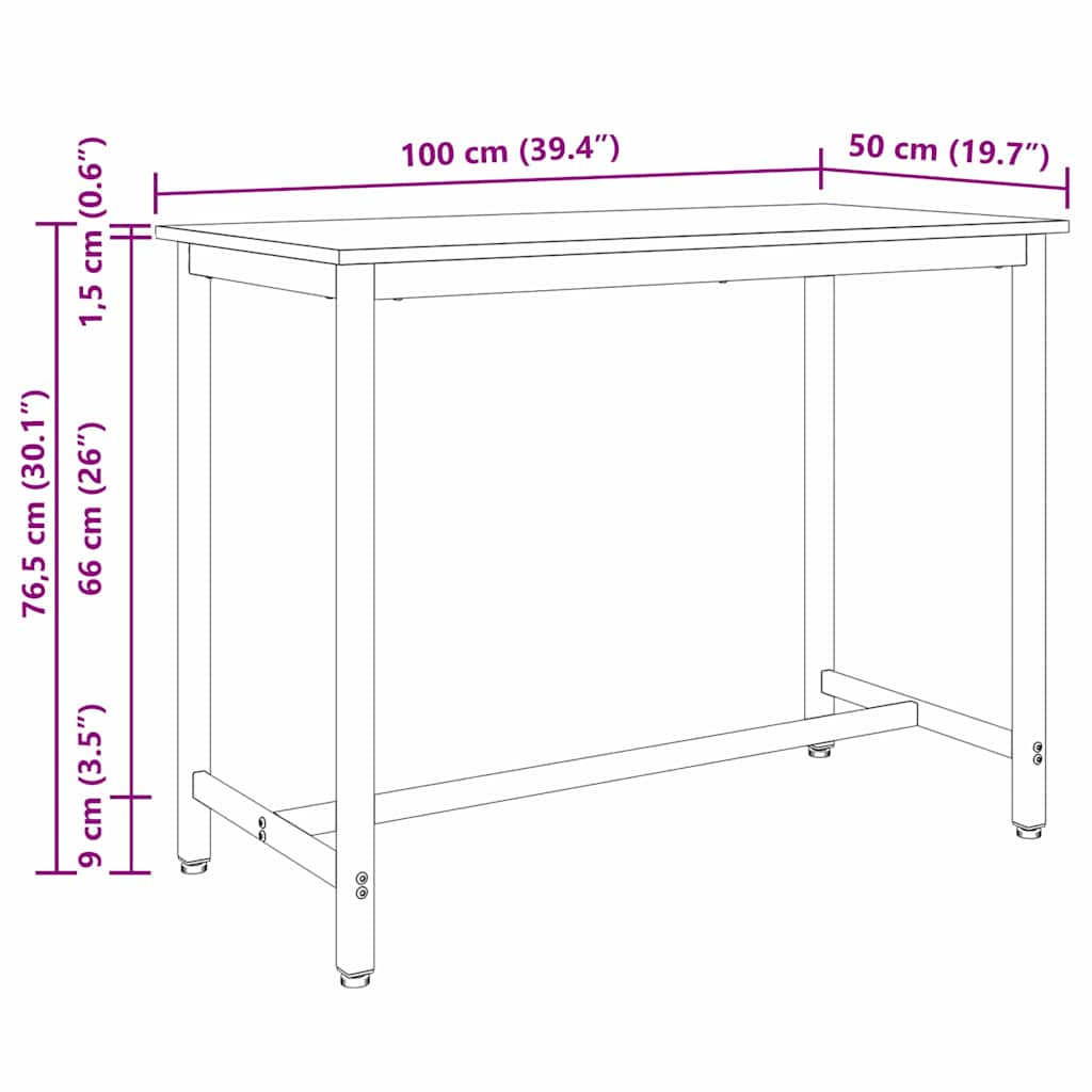 Table Smoked Oak 100 x 50 x 76.5 cm Engineered Wood and Steel