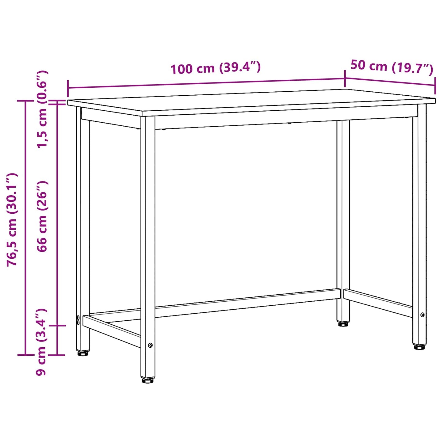 Table Old Wood 100 x 50 x 76.5 cm Engineered Wood and Steel