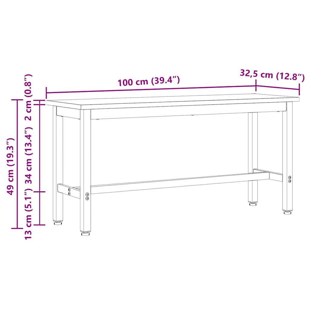 Dining Bench White 100 x 32.5 x 49 cm Solid pine wood