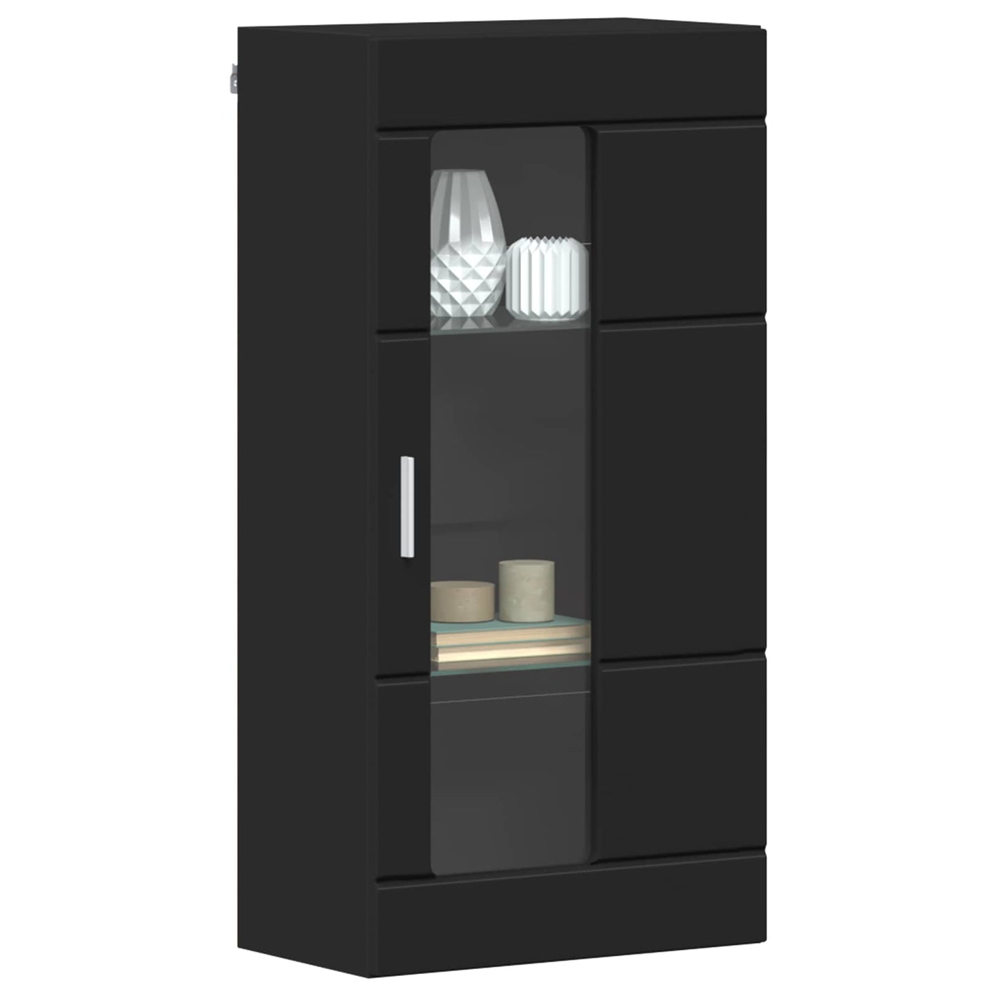 Wooden Cabinet Black Engineered Wood