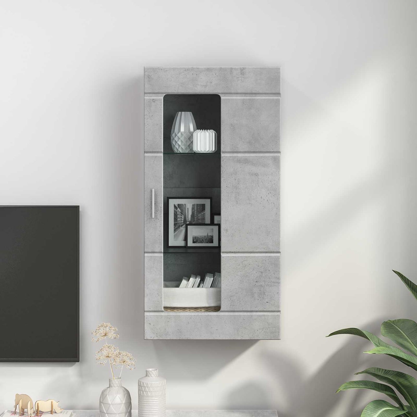 Wooden Cabinet Concrete Grey 50 x 29 x 100 cm Engineered Wood