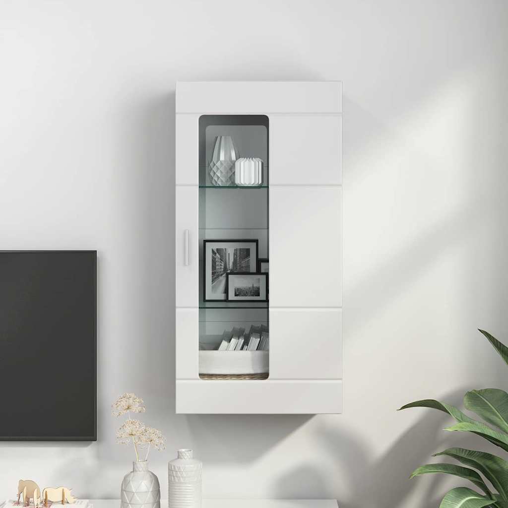 Wooden Cabinet with Storage High Gloss White 50 x 29 x 100 cm