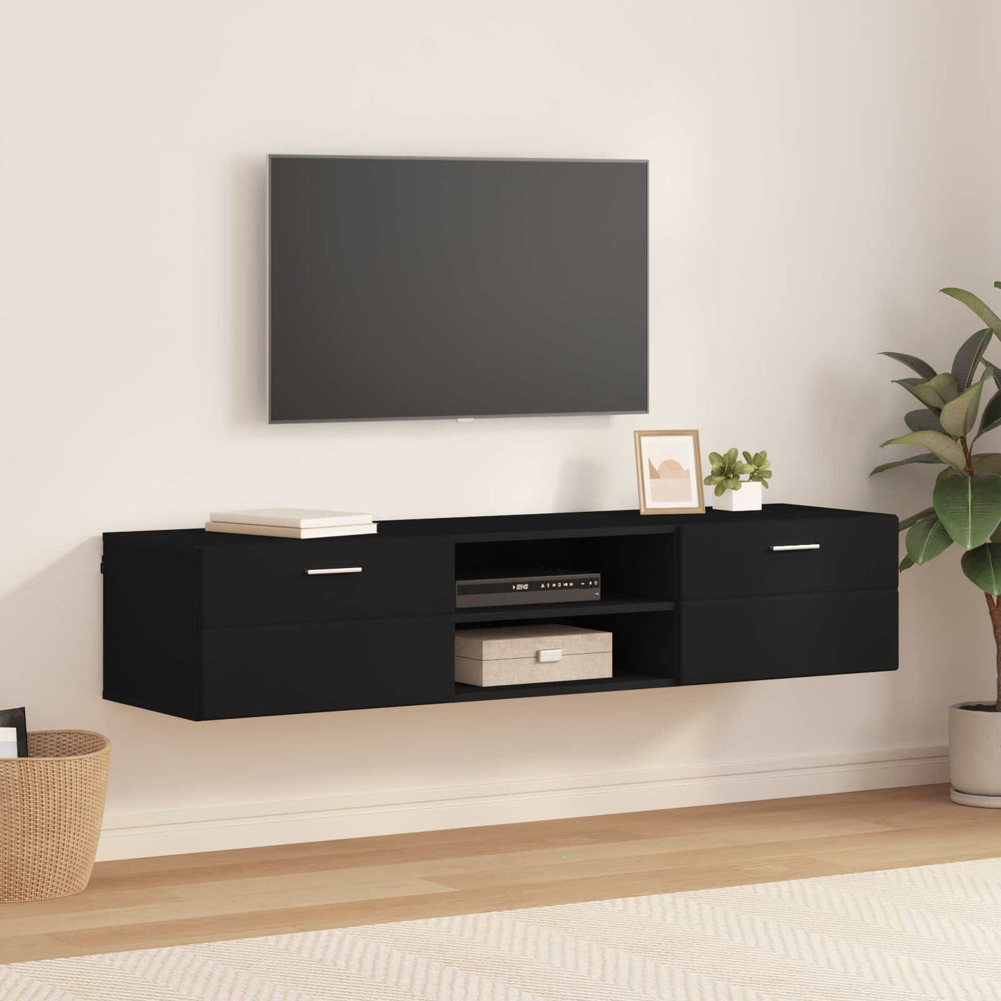 Wooden Cabinet Black 150 x 39 x 30 cm Engineered Wood