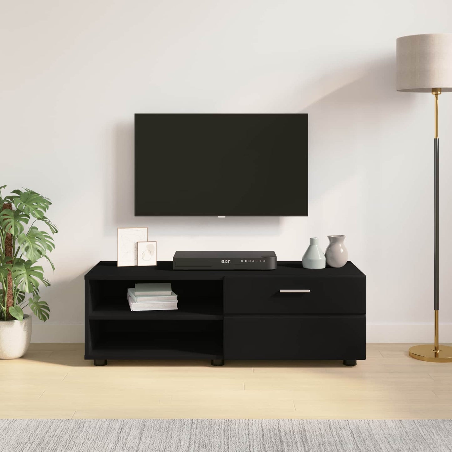 Wooden Cabinet Black 100.5 x 39 x 30 cm Engineered Wood