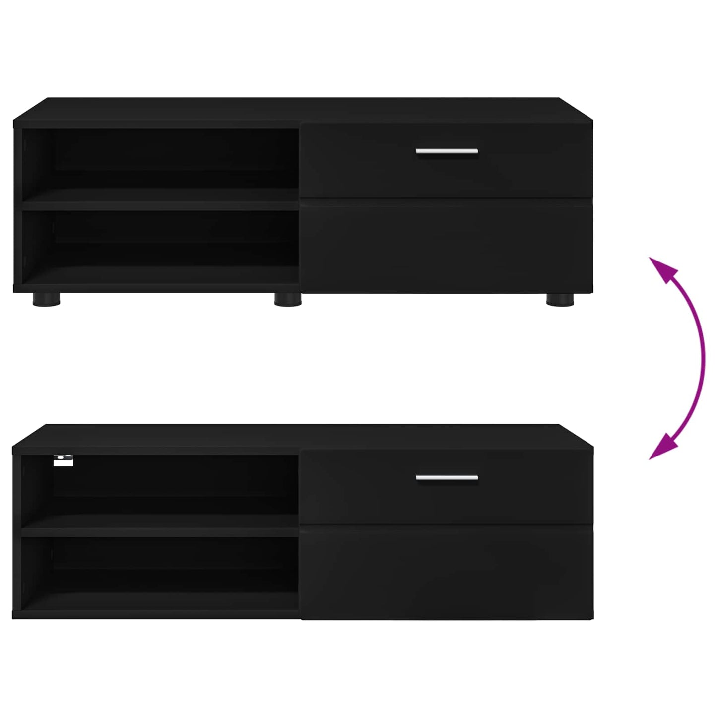 Wooden Cabinet Black 100.5 x 39 x 30 cm Engineered Wood