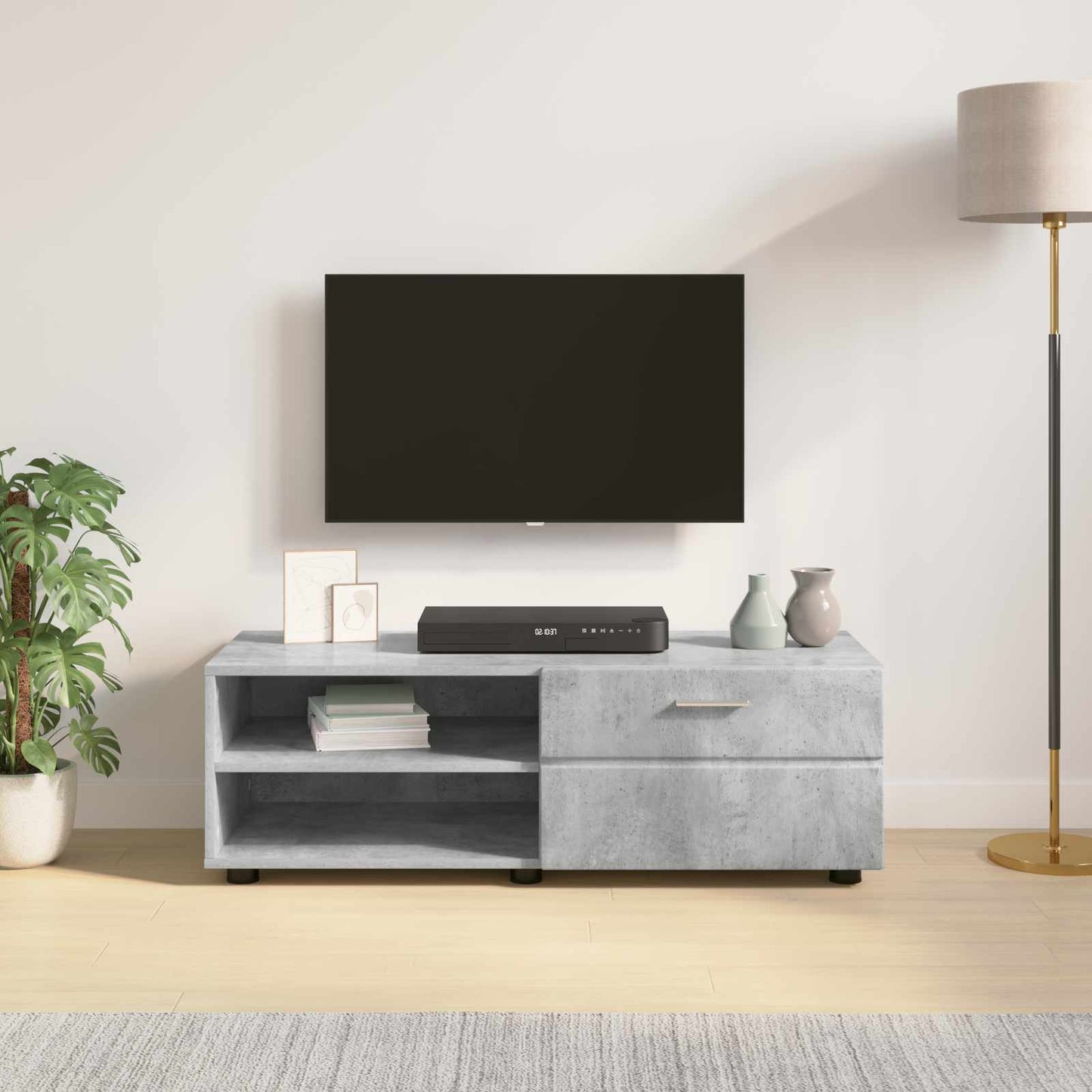 Wooden Cabinet with Drawer High Gloss White 100.5 x 39 x 30 cm