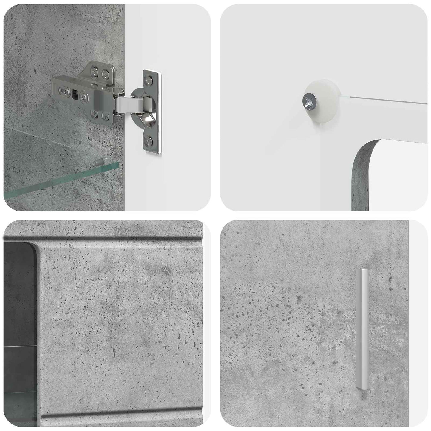 Sideboard with Shelf FLORIN Concrete Grey 55.5 x 29 x 100 cm