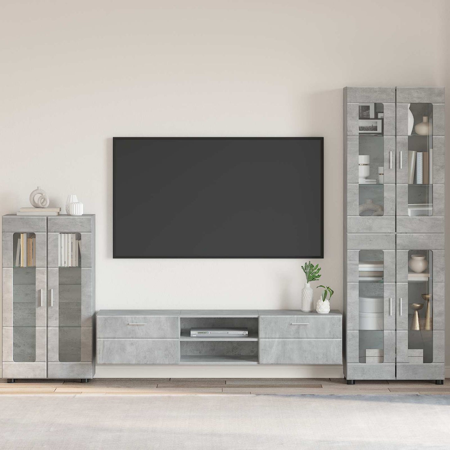 Sideboard with Shelf FLORIN Concrete Grey 55.5 x 29 x 100 cm