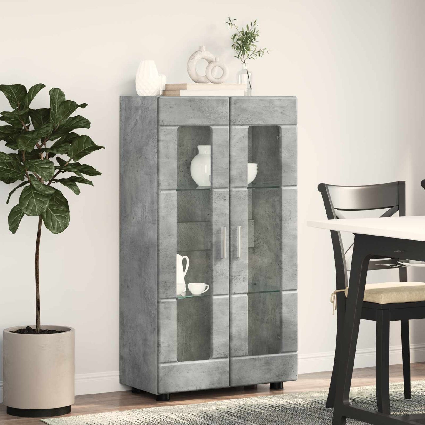 Sideboard with Shelf FLORIN Concrete Grey 55.5 x 29 x 100 cm