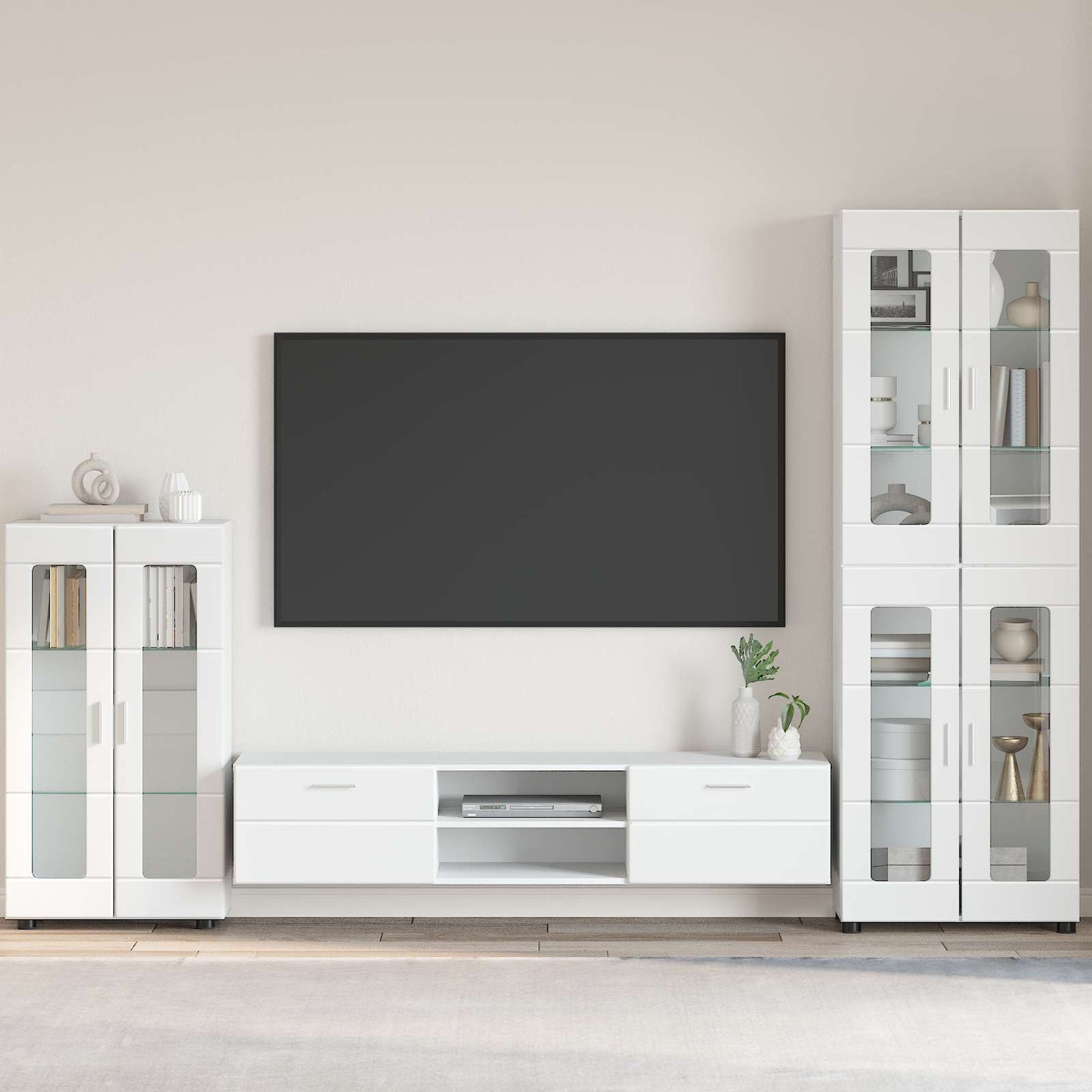 Sideboard with Shelf FLORIN High Gloss White 55.5 x 29 x 100 cm