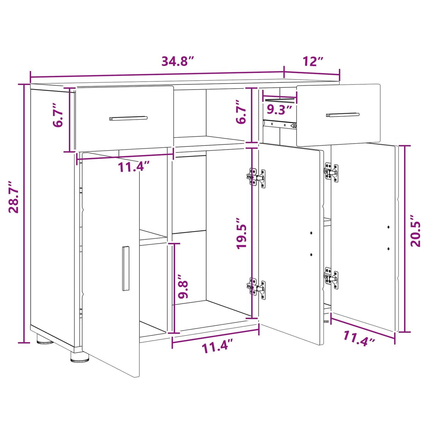 Wooden Cabinet White 88.5 x 30.5 x 73 cm Engineered Wood