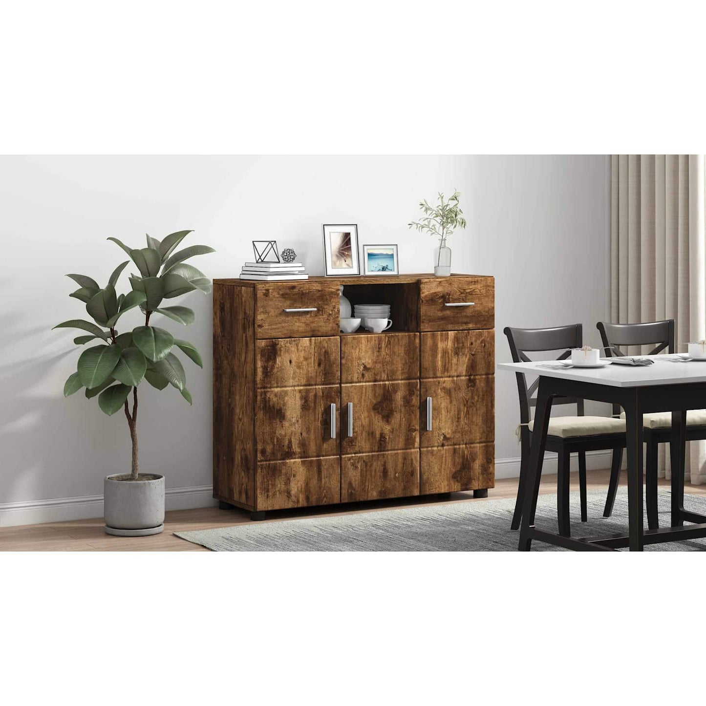 Wooden Cabinet Smoked Oak 88.5 x 30.5 x 73 cm Engineered Wood