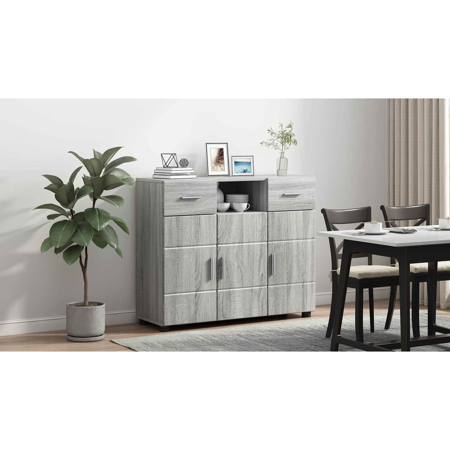 Wooden Cabinet Grey Sonoma 88.5 x 30.5 x 73 cm Engineered Wood