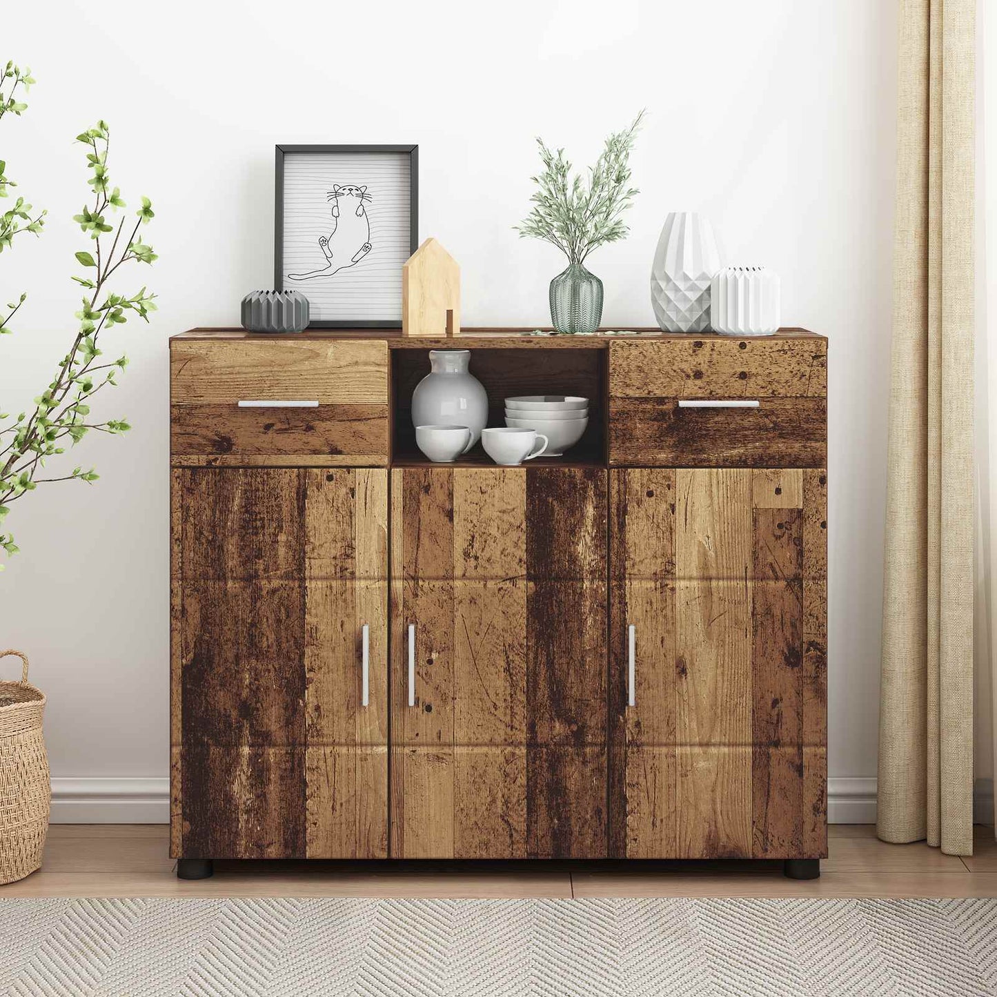 Wooden Cabinet Old Wood 88.5 x 30.5 x 73 cm Engineered Wood