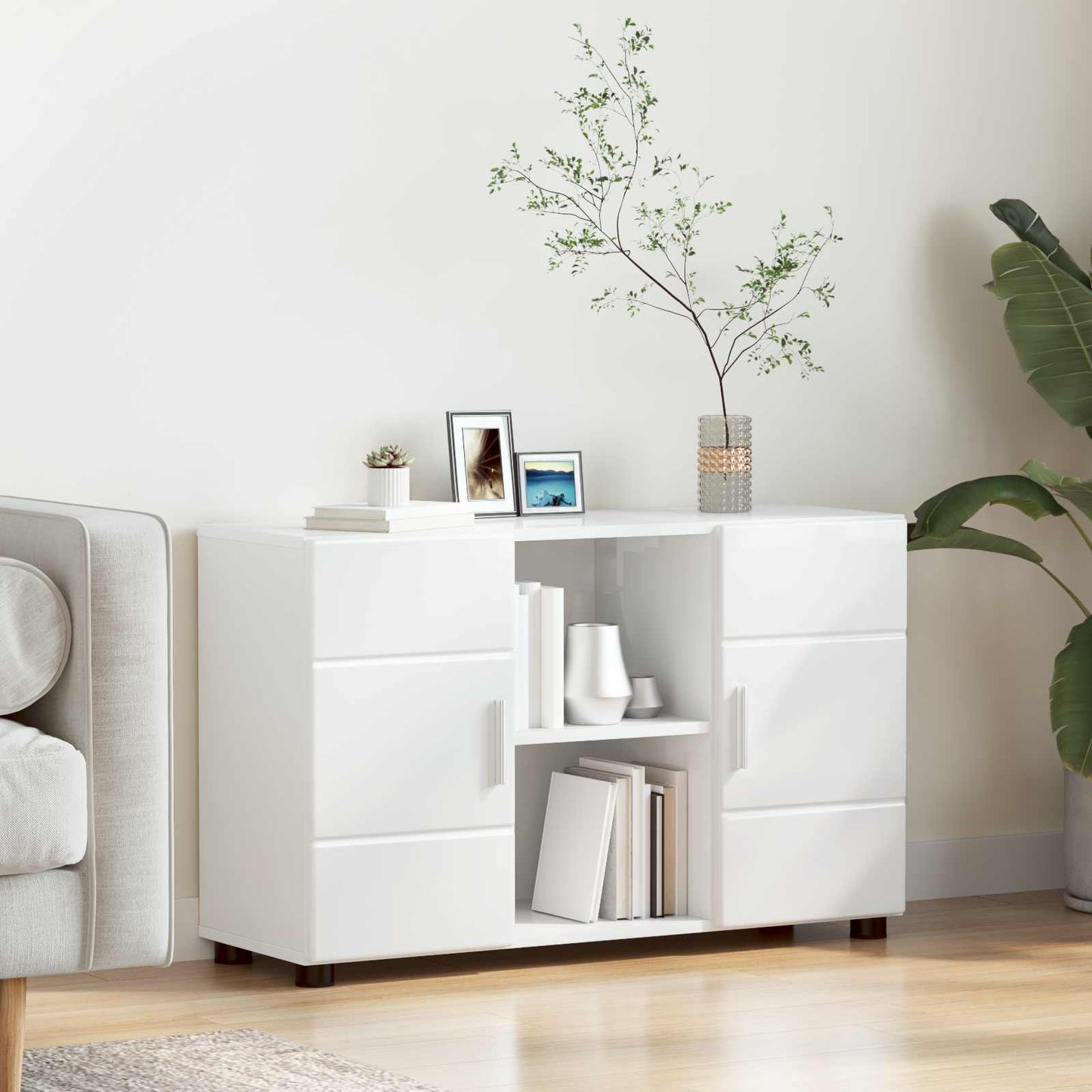 Sideboard FLORIN High Gloss White 88.5 x 30.5 x 55.5 cm