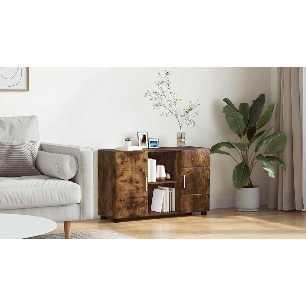 Sideboard with Shelf FLORIN Smoked Oak 88.5 x 30.5 x 55.5 cm