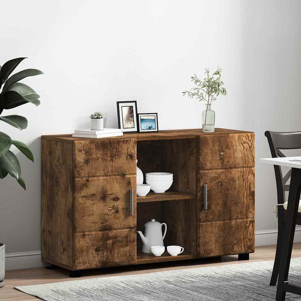 Sideboard with Shelf FLORIN Smoked Oak 88.5 x 30.5 x 55.5 cm
