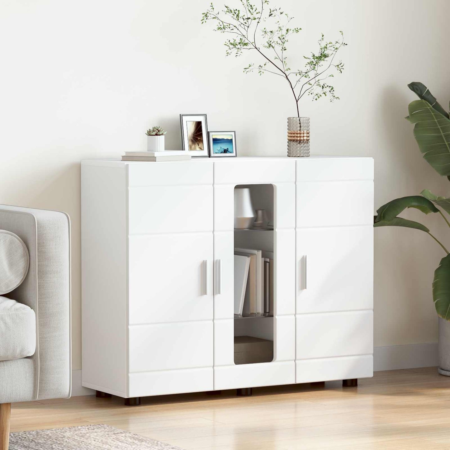 Wooden Cabinet White 88.5 x 30.5 x 73 cm Engineered Wood