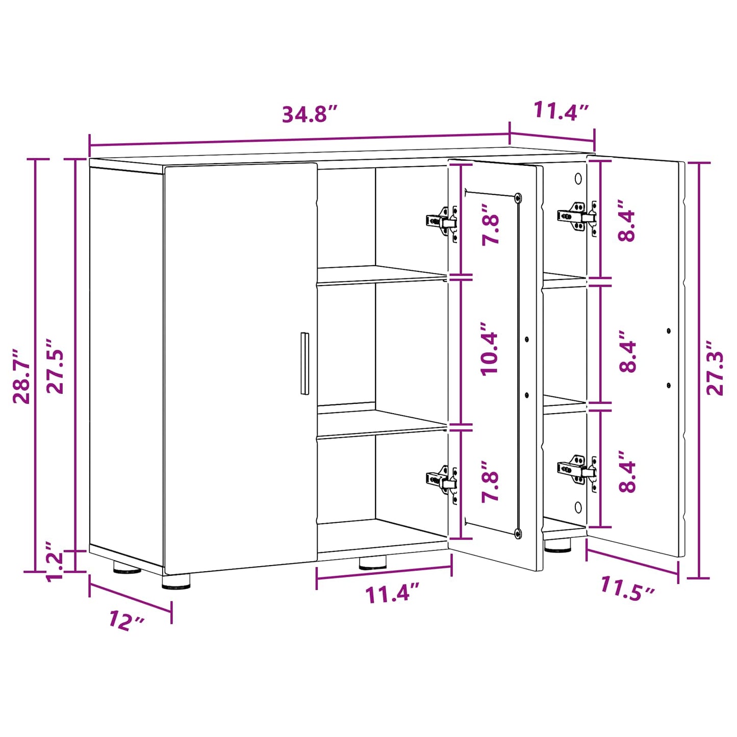 Wooden Cabinet White 88.5 x 30.5 x 73 cm Engineered Wood