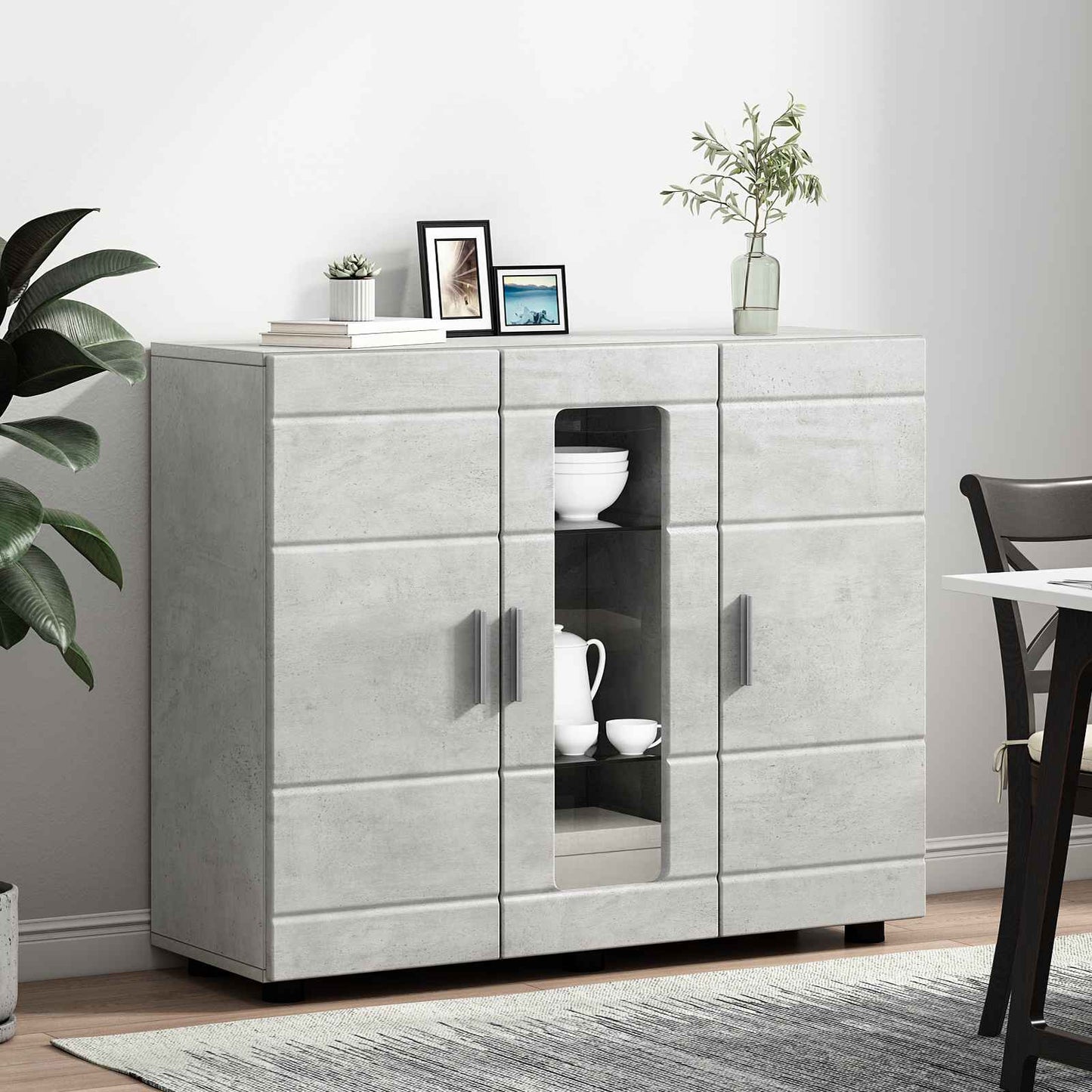 Wooden Cabinet with Storage Concrete Grey 88.5 x 30.5 x 73 cm
