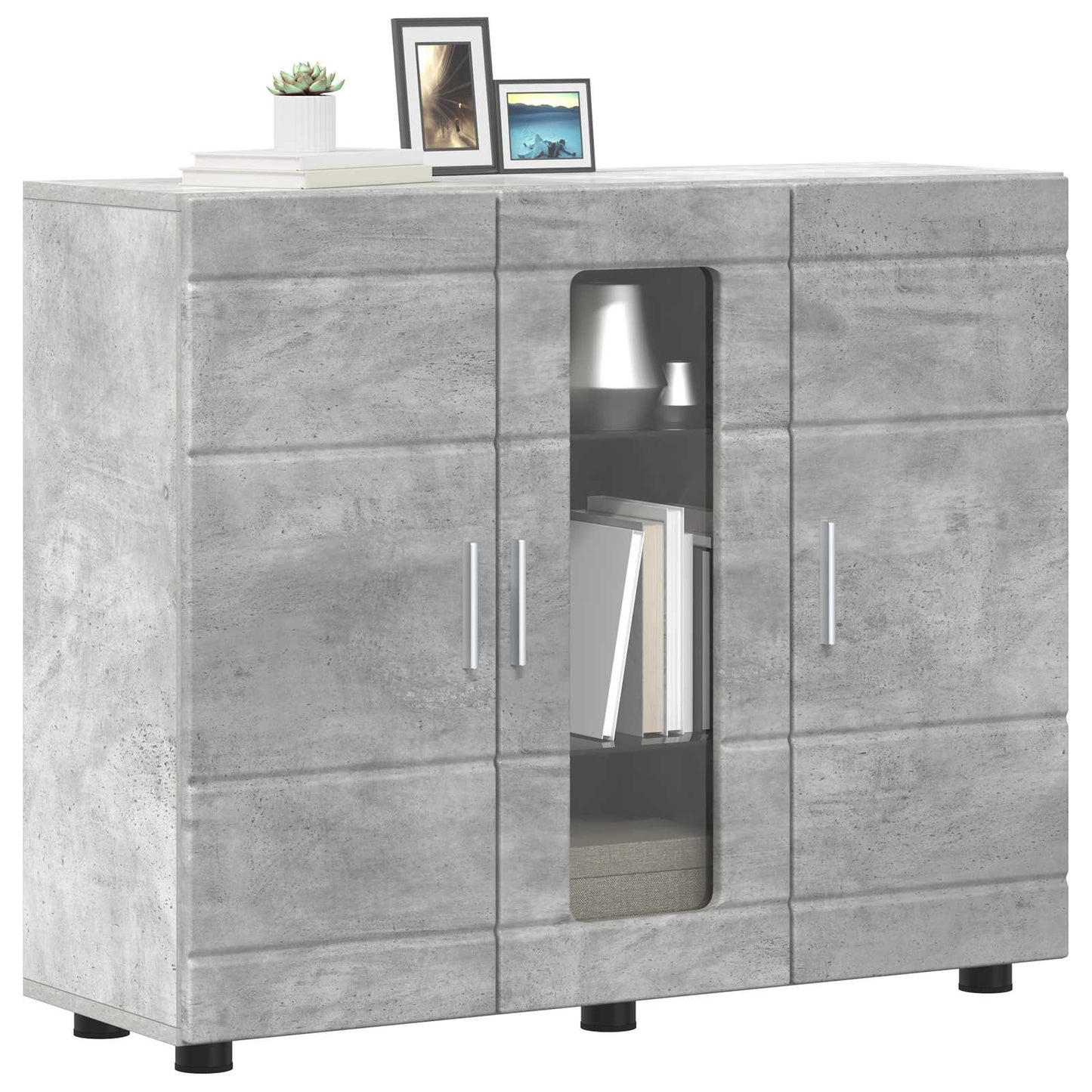 Wooden Cabinet with Storage Concrete Grey 88.5 x 30.5 x 73 cm