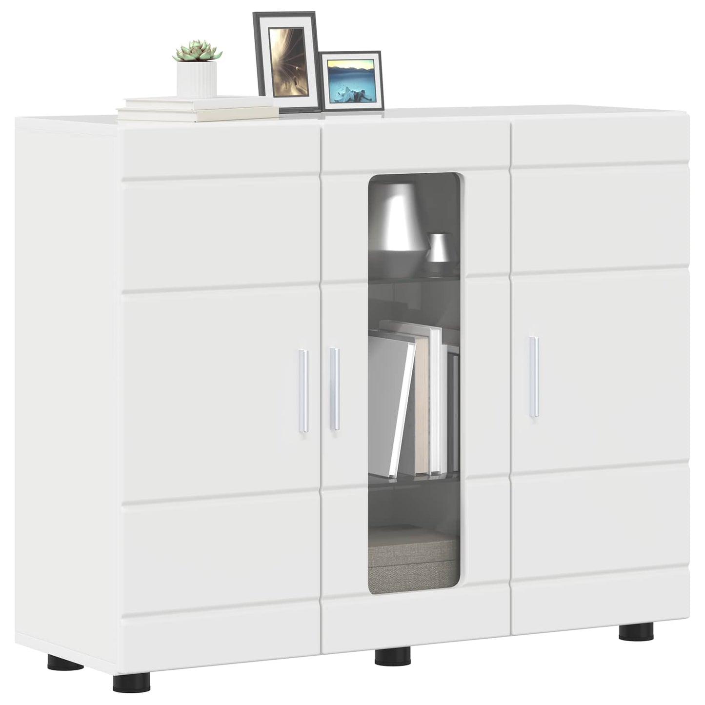 Wooden Cabinet High Gloss White 88.5 x 30.5 x 73 cm