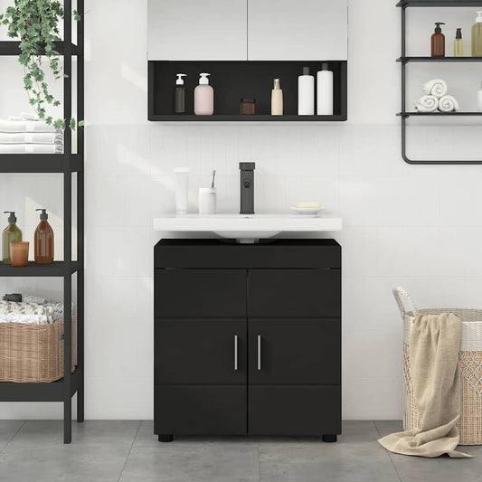 vidaXL Bathroom Basin Cabinet Black 60 x 34 x 63 cm Engineered wood