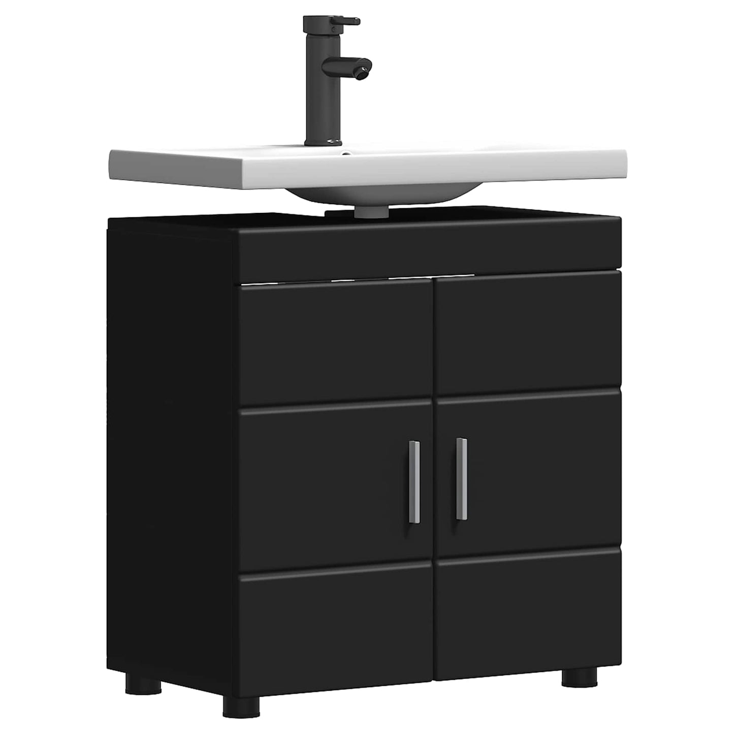 Bathroom Cabinet Set with Storage TULUM Black 60 x 34 x 63 cm