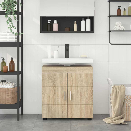 vidaXL Bathroom Basin Cabinet with Storage Sonoma oak 60 x 34 x 63 cm