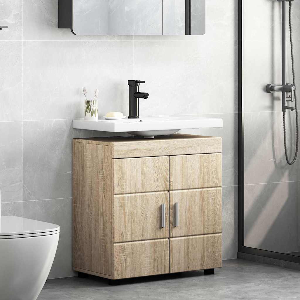 vidaXL Bathroom Basin Cabinet with Storage Sonoma oak 60 x 34 x 63 cm