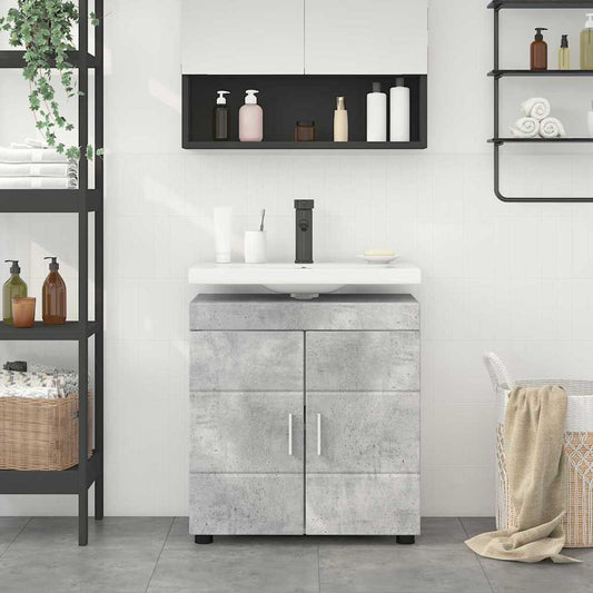 vidaXL Bathroom Basin Cabinet with Door Concrete grey 60 x 34 x 63 cm