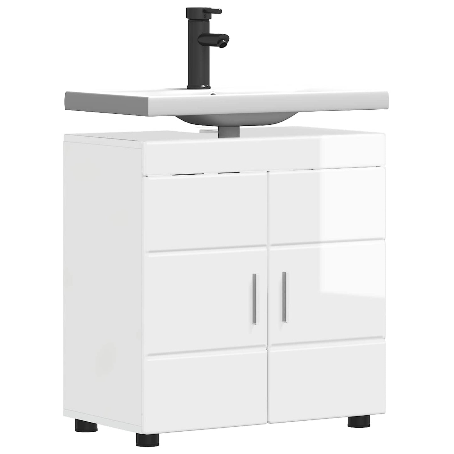 Bathroom Cabinet Set TULUM High Gloss White 60 x 34 x 63 cm
