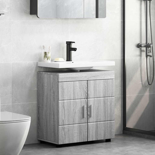 vidaXL Bathroom Basin Cabinet with Storage Grey sonoma 60 x 34 x 63 cm