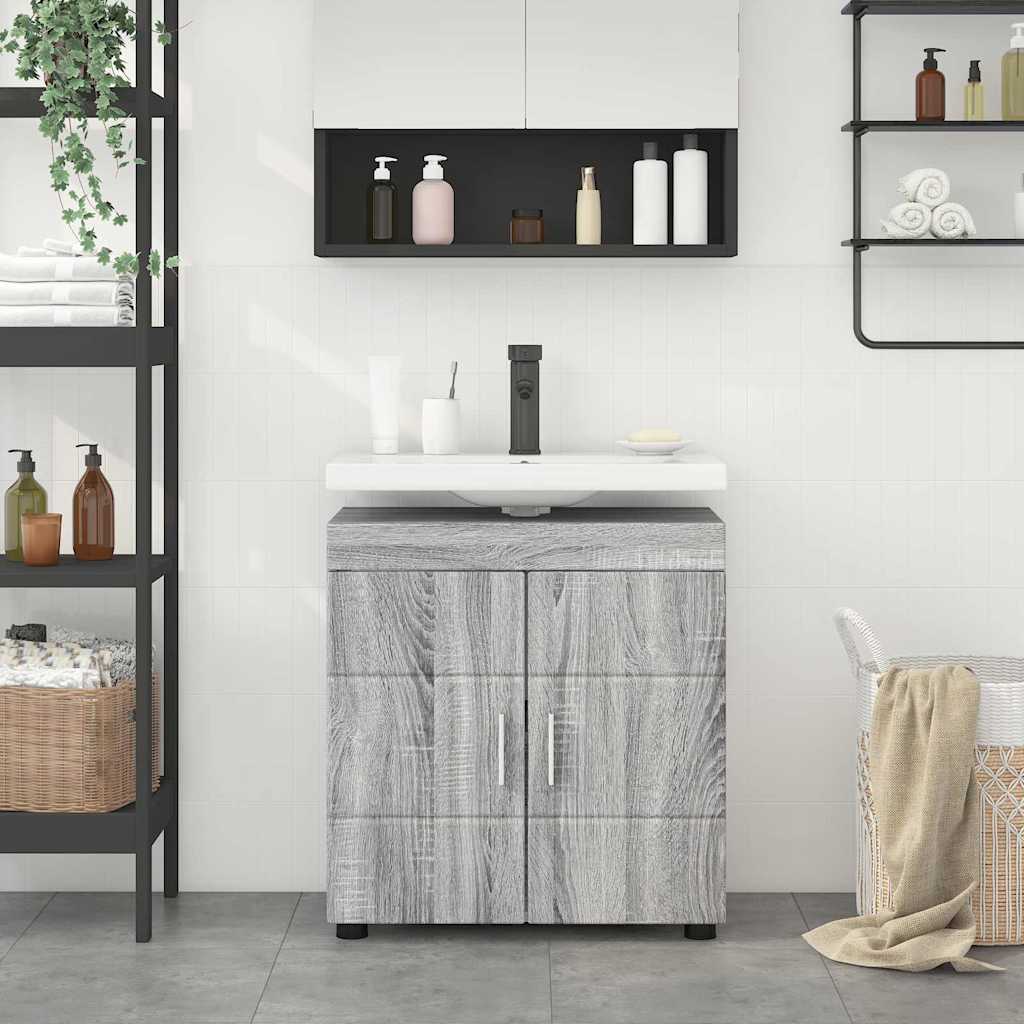 vidaXL Bathroom Basin Cabinet with Storage Grey sonoma 60 x 34 x 63 cm